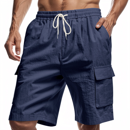 Men's Knee-Length Linen Cargo Shorts