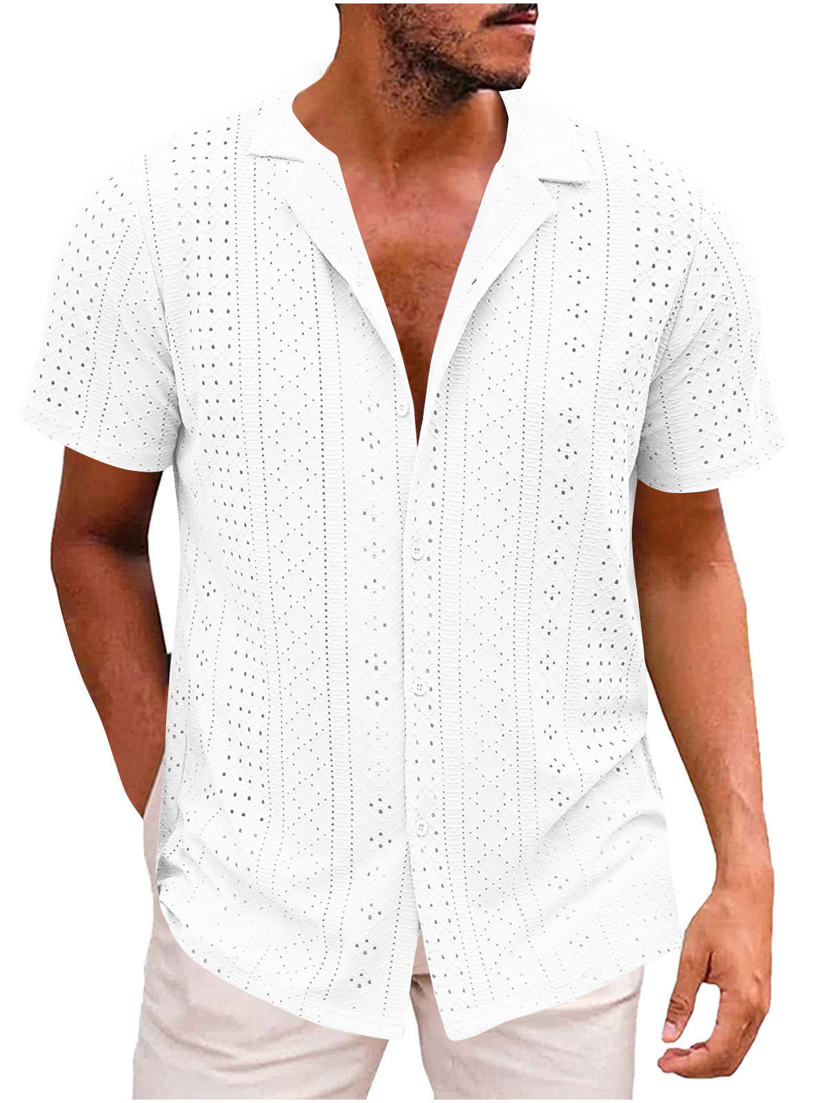 👔 Men’s Knit Button-Up Polo Shirt