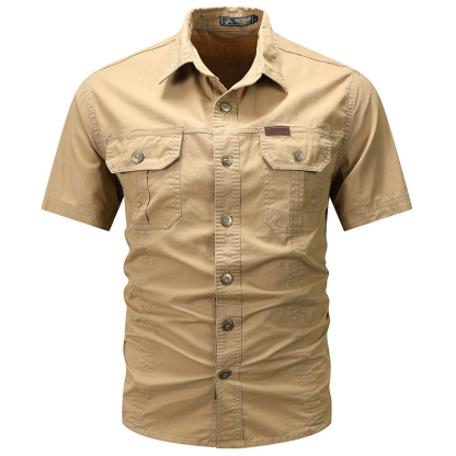 Men’s Casual Cotton Utility Shirt (Short Sleeve / Long Sleeve)