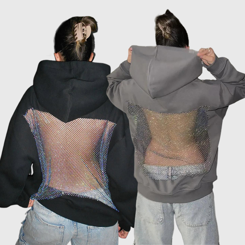 Backstage Crystal-Mesh Hoodie