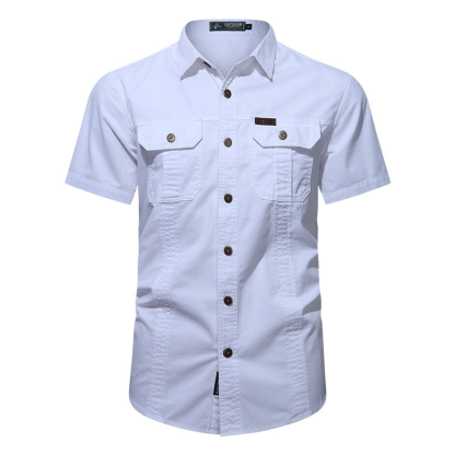 Men’s Casual Cotton Utility Shirt (Short Sleeve / Long Sleeve)