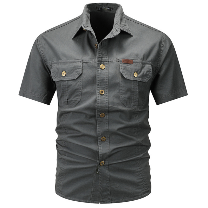 Men’s Casual Cotton Utility Shirt (Short Sleeve / Long Sleeve)