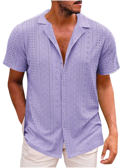 👔 Men’s Knit Button-Up Polo Shirt
