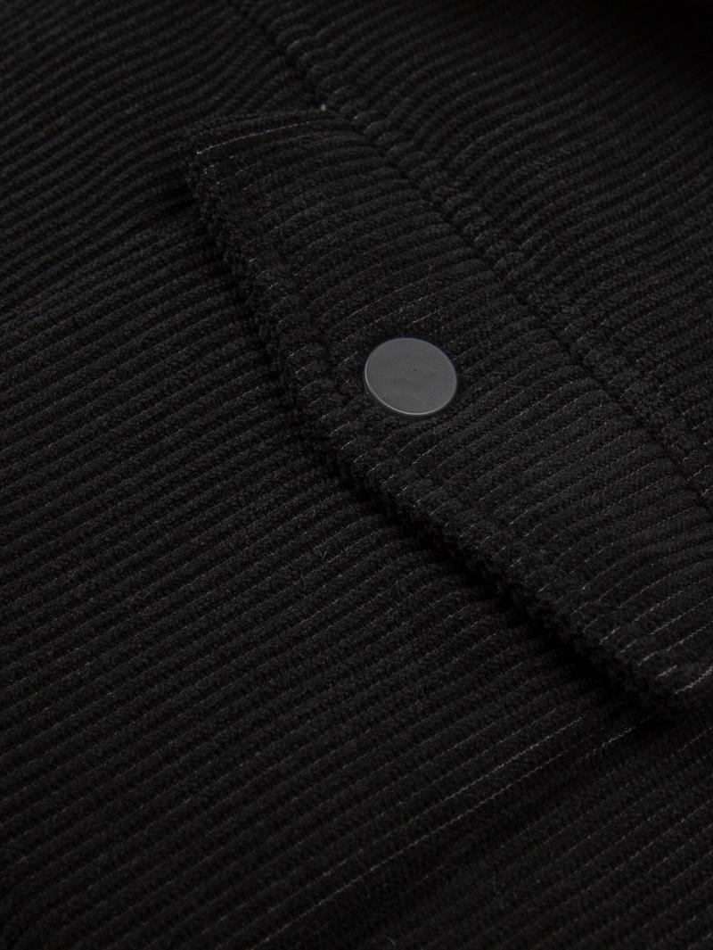 Vintage Corduroy Collar Jacket with Faux Lambswool Lining, Double Chest Patch Pockets, Elbow Badge Embellishment - Perfect for Retro Enthusiasts, Everyday Street Style & Casual Gatherings