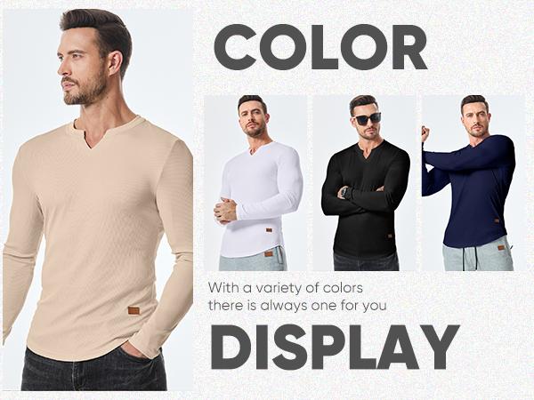 JMIERR Men's Plain Casual Muscle Shirts for Men Slim Fitted T Shirt V-Neck Longline Ribbed Tees Shirts Long Sleeve Gym Workout Athletic Menswear Tops,Men's clothing for Daily Wear,Fashion Outfits 2025