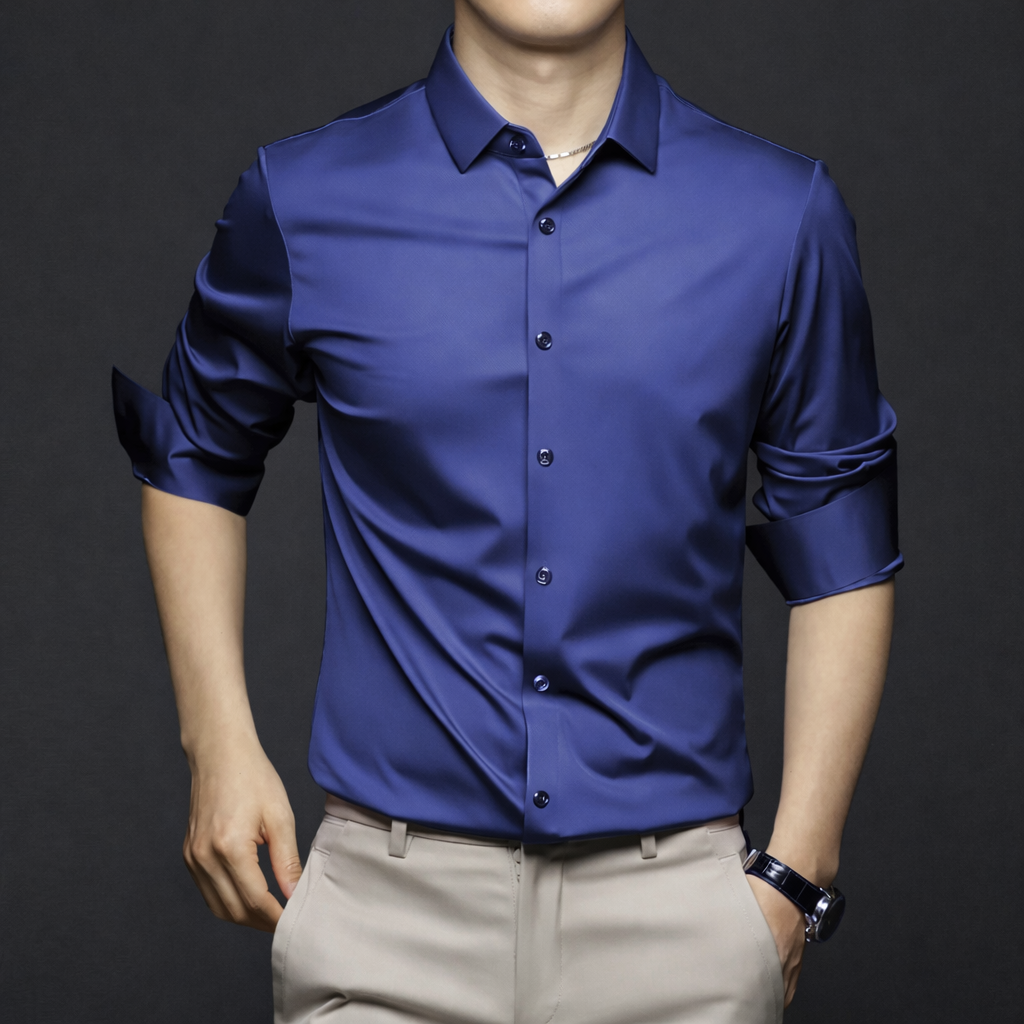 Men’s Wrinkle-Free Ice Silk Dress Shirt