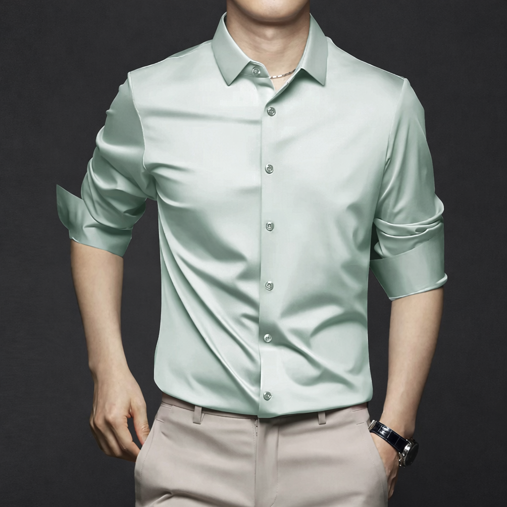 Men’s Wrinkle-Free Ice Silk Dress Shirt