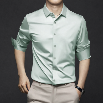 Men’s Wrinkle-Free Ice Silk Dress Shirt