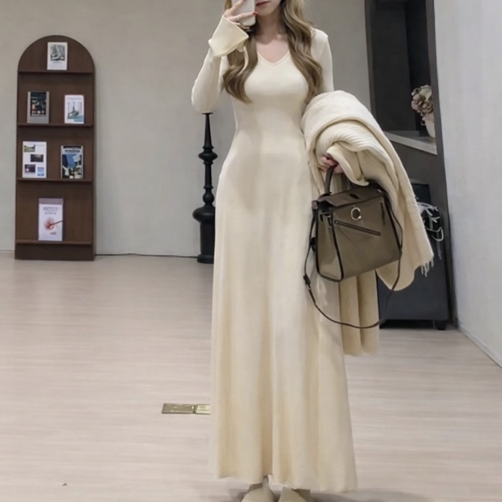 Women’s V-Neck Long Sleeve Mermaid Dress