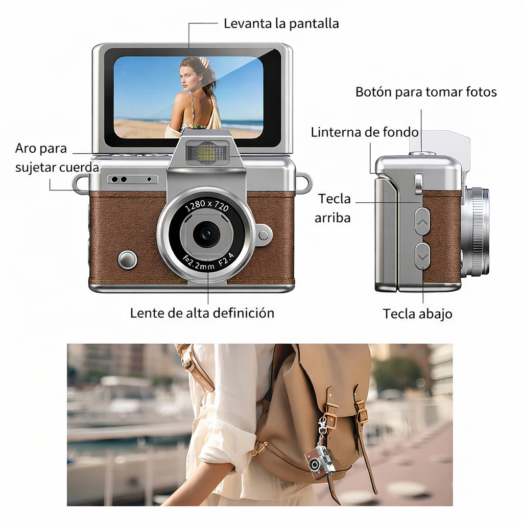 LK-027 Vintage 1080P Mini Action Camera with Flip Screen