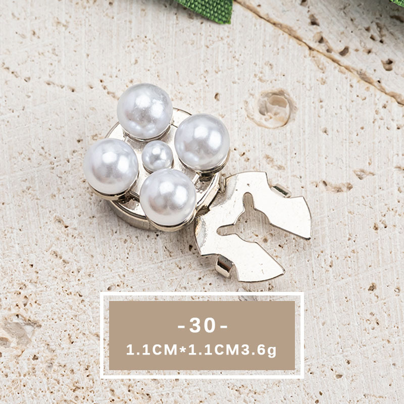 Elegant Crystal Pearl Shirt Button Accessories