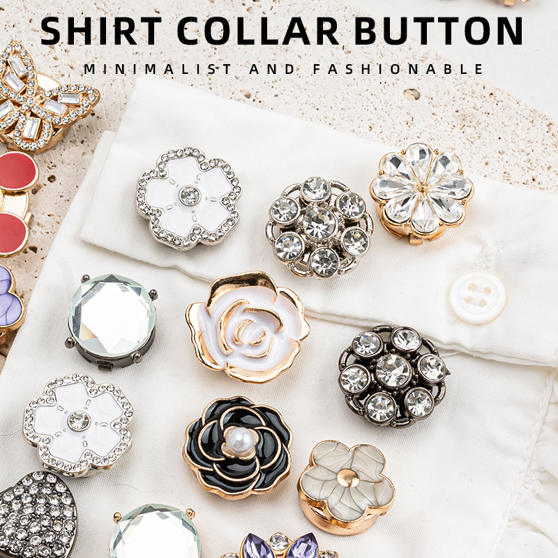 Elegant Crystal Pearl Shirt Button Accessories