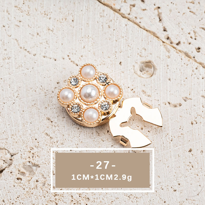 Elegant Crystal Pearl Shirt Button Accessories