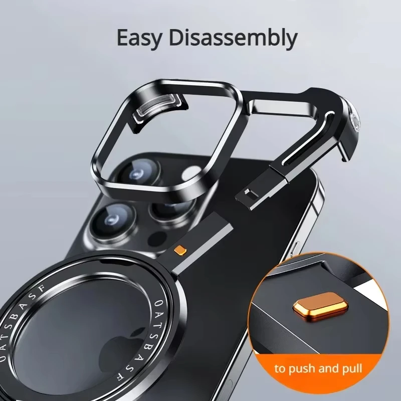 Z Shape Aluminum Alloy Rimless Magnetic Phone Case