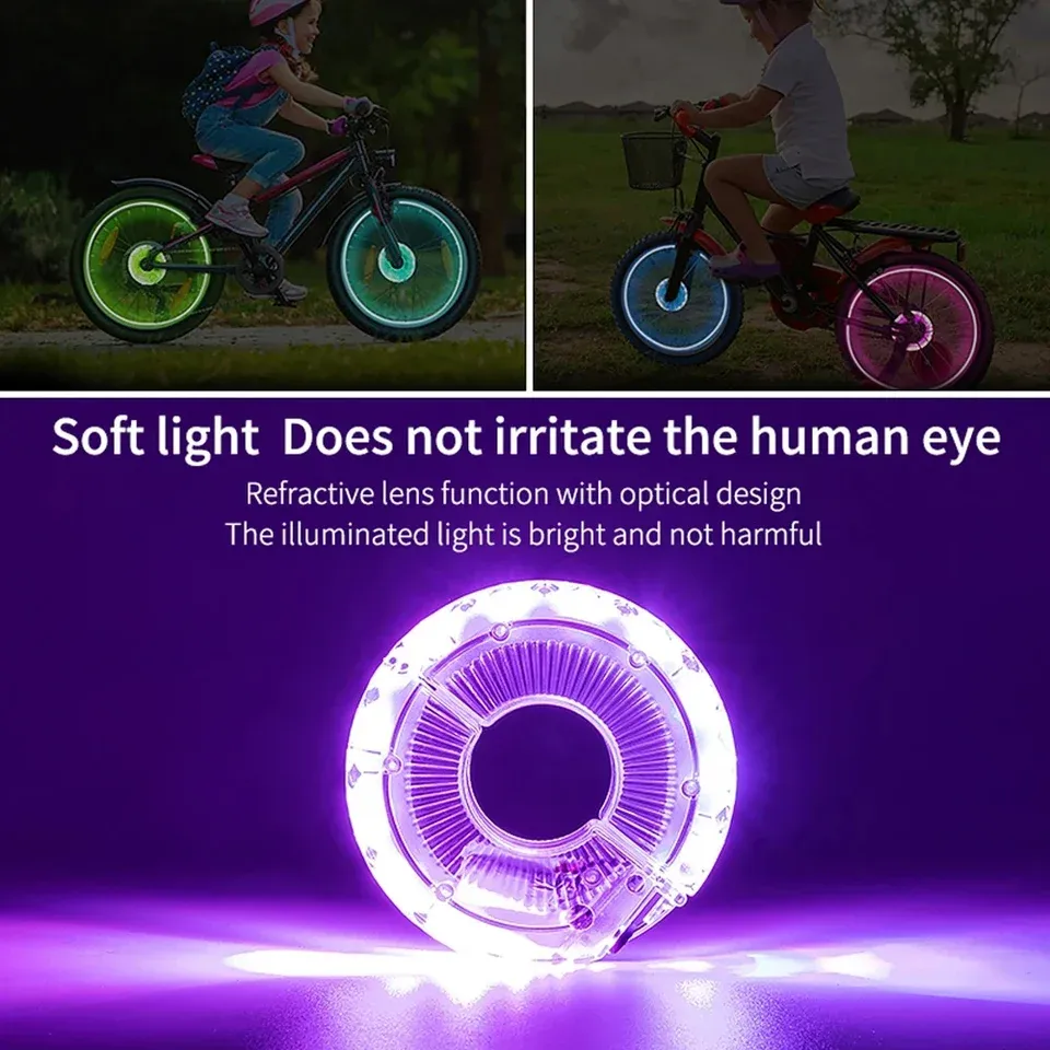 LED Bike Wheel Light, USB Rechargeable Colorful Spoke Light