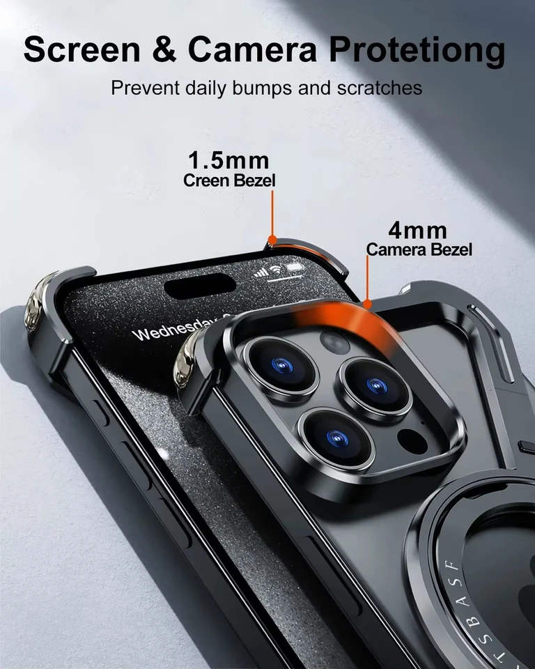Z Shape Aluminum Alloy Rimless Magnetic Phone Case