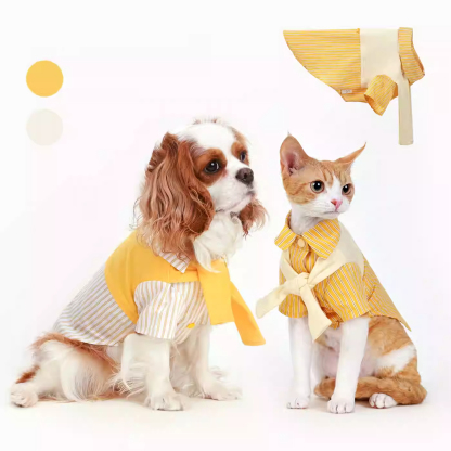 Striped Layered-Look Cotton Shirt-Petboxok