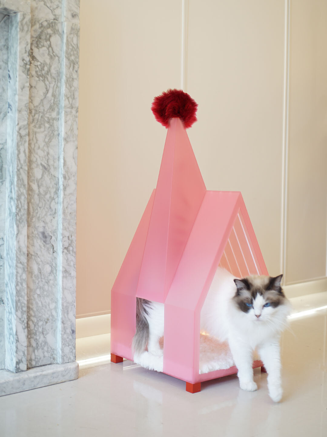Pink Pet House Cat Bed -Petboxok
