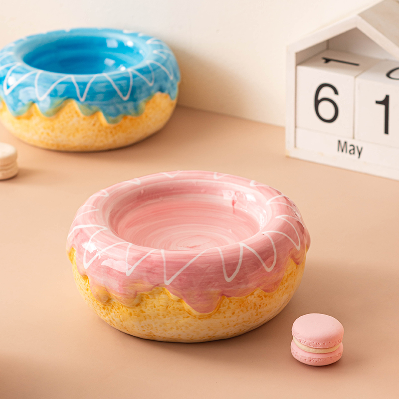 Ceramic Pet Bowl With Donut Design