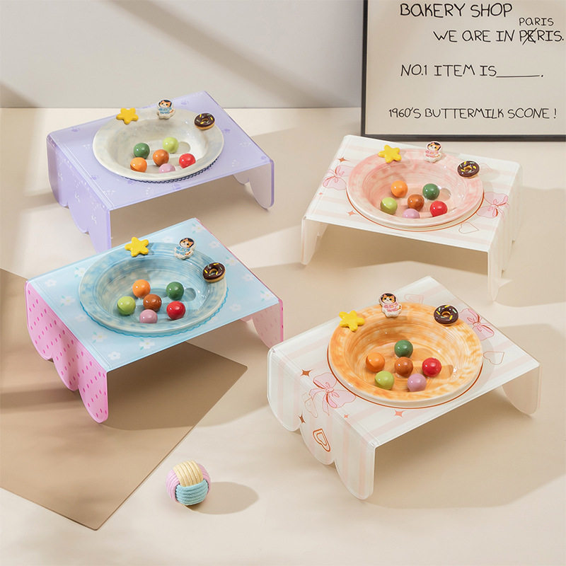 Ceramic Elevated Cat Bowl with Stand