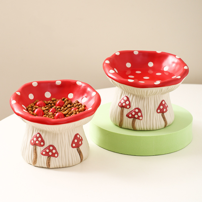Mushroom Pet Bowl - Elevated Cat/Dog Dish-Petboxok