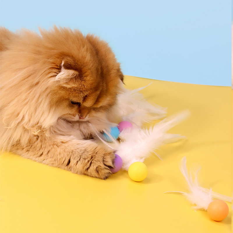 Colorful Feather Bounce Ball-Petboxok