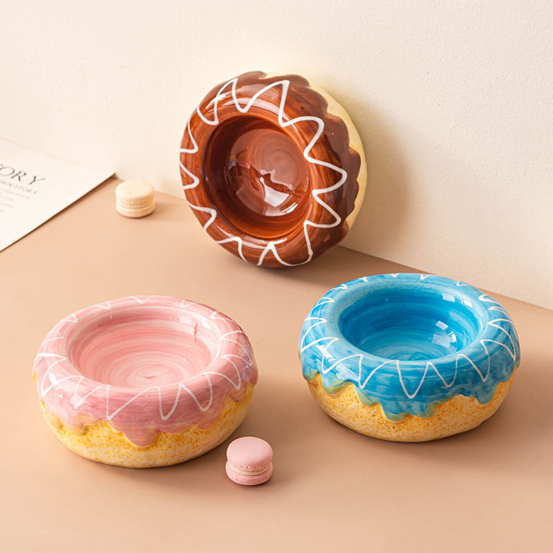 Ceramic Pet Bowl With Donut Design