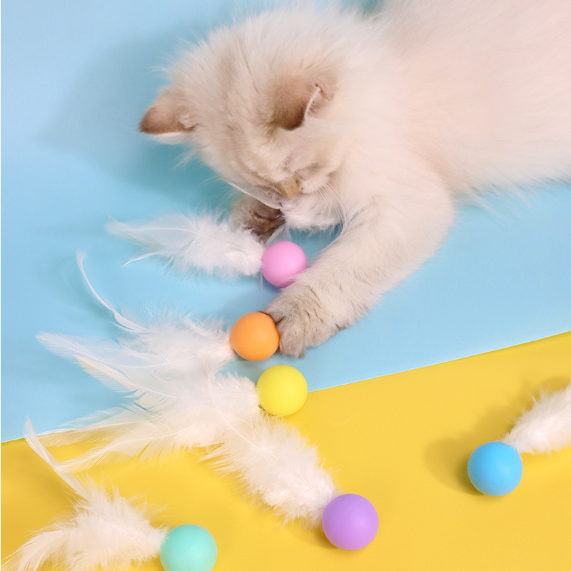 Colorful Feather Bounce Ball-Petboxok
