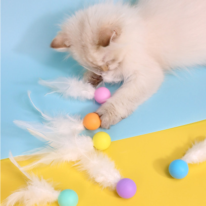 Colorful Feather Bounce Ball-Petboxok