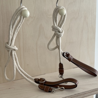 Studded Genuine Leather Collar with Leash