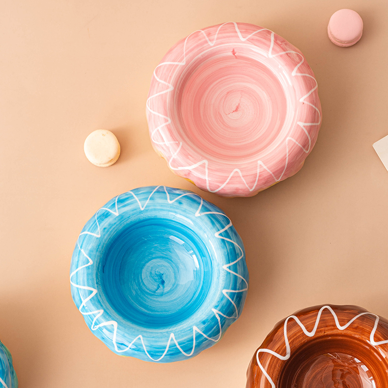 Ceramic Pet Bowl With Donut Design