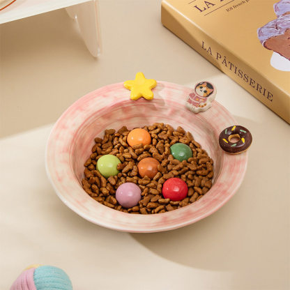 Ceramic Elevated Cat Bowl with Stand