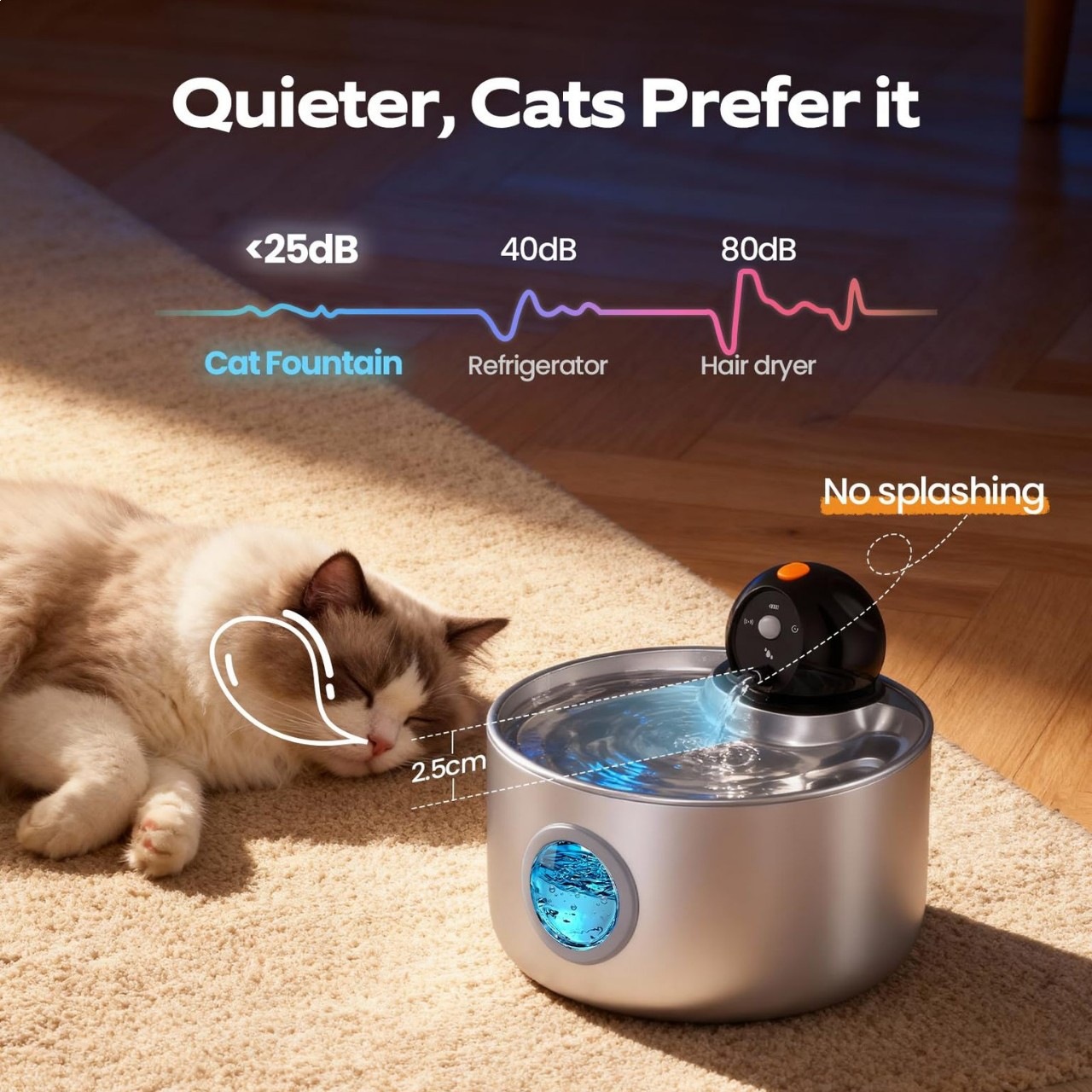 Smart Wireless Stainless Steel Cat Fountain