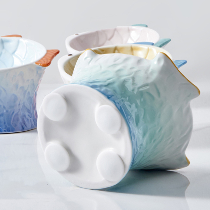 Gradient Fish Ceramic Pet Bowl-Petboxok