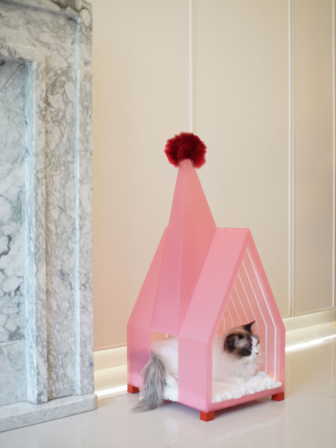 Pink Pet House Cat Bed -Petboxok