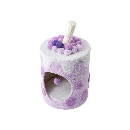 Cat Tree with Swiss Roll Bed & Milk Tea Barrel-Petboxok
