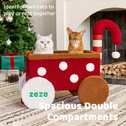 Christmas Reindeer Train Cat Tree