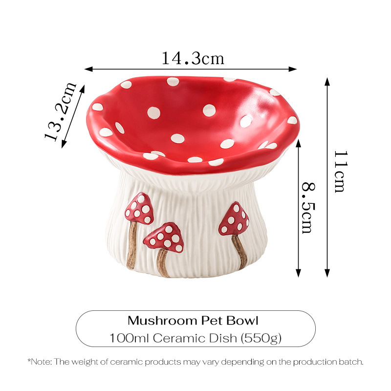 Mushroom Pet Bowl - Elevated Cat/Dog Dish
