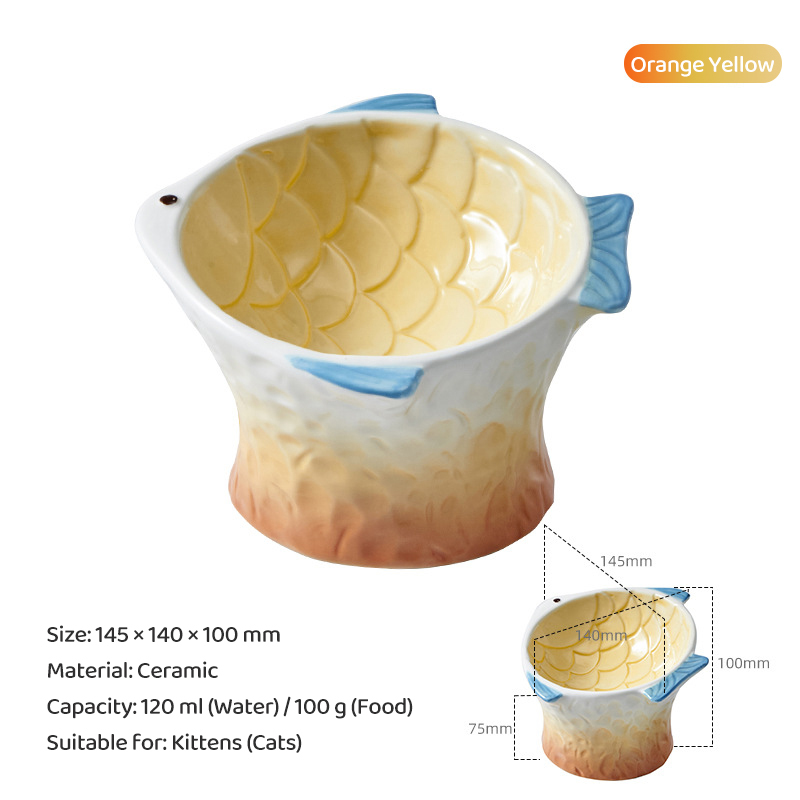 Gradient Fish Ceramic Pet Bowl-Petboxok