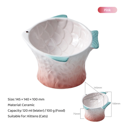 Gradient Fish Ceramic Pet Bowl-Petboxok