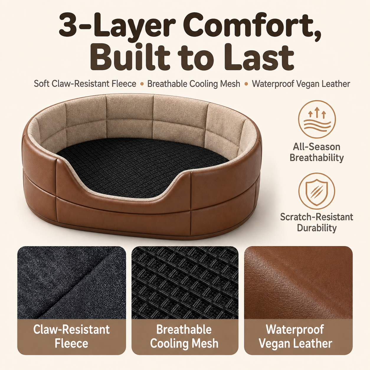 The First-Class Travel Nest | Quilted Vegan Leather Pet Car Seat