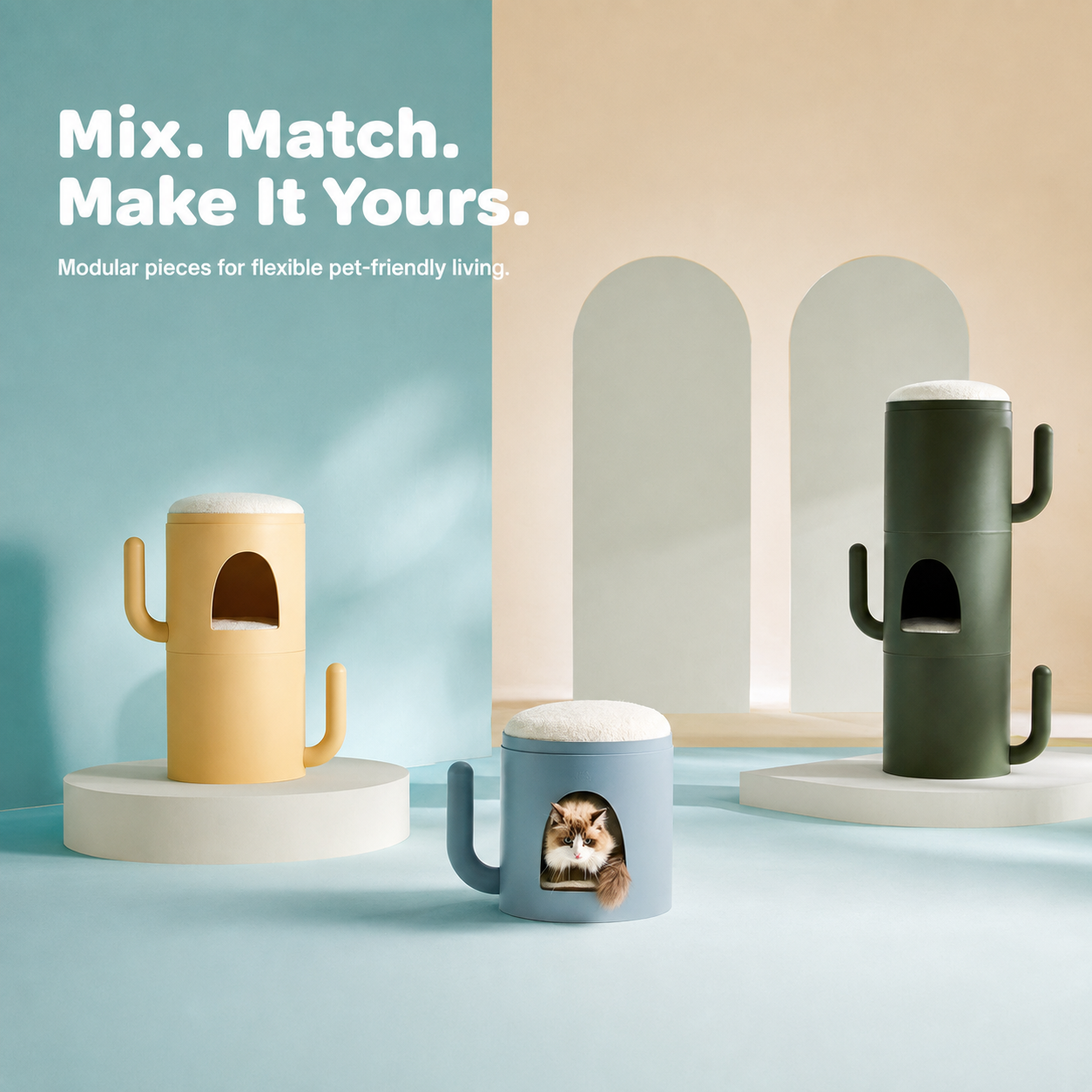 The Arched Sanctuary | Designer Cat Side Table & Bed