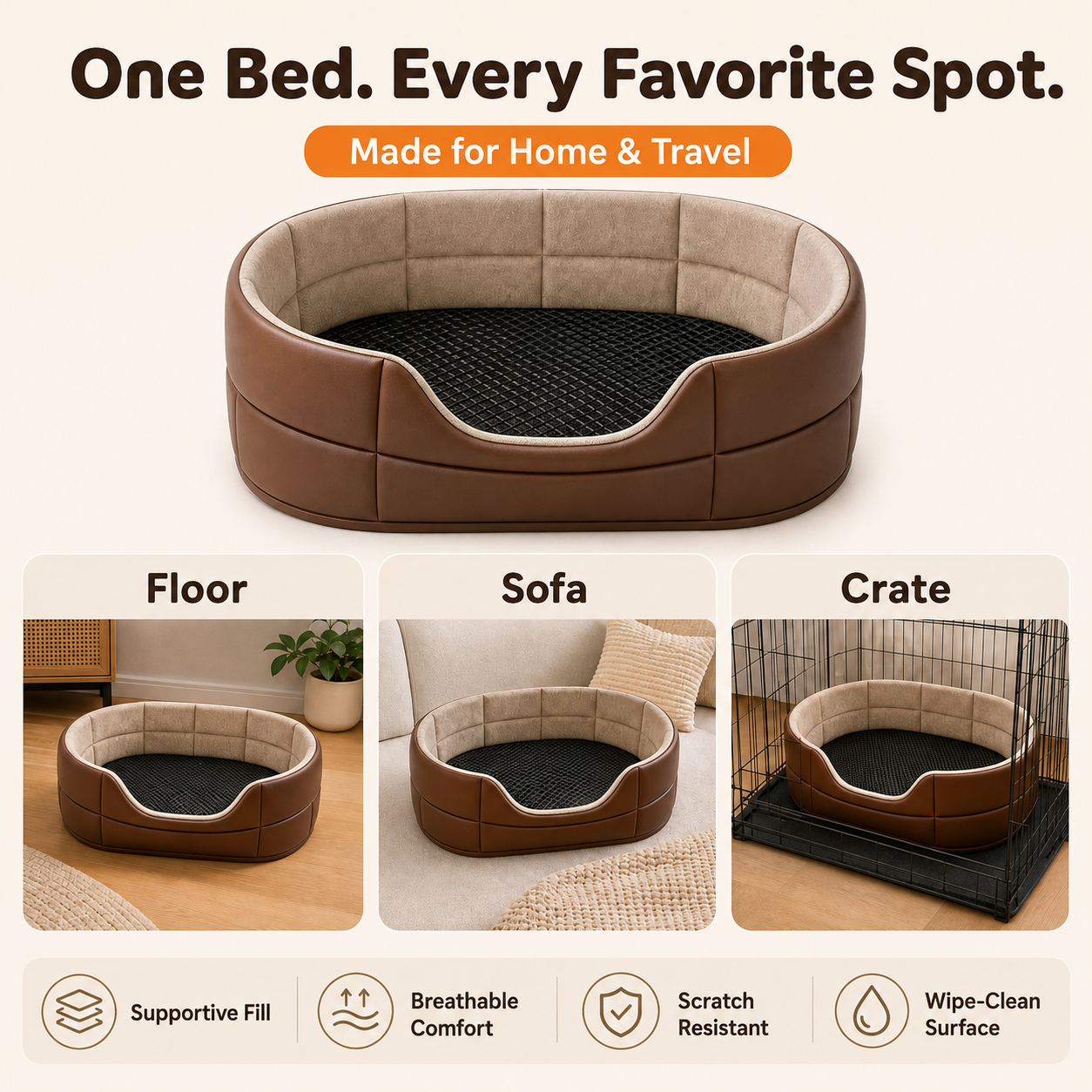 The First-Class Travel Nest | Quilted Vegan Leather Pet Car Seat