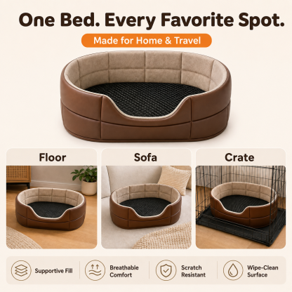 The First-Class Travel Nest | Quilted Vegan Leather Pet Car Seat