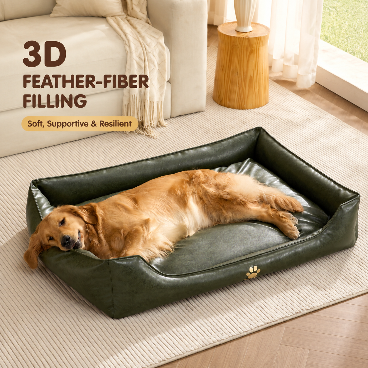 Mini Dog Sofa Bed - Waterproof Leather-Look Pet Couch