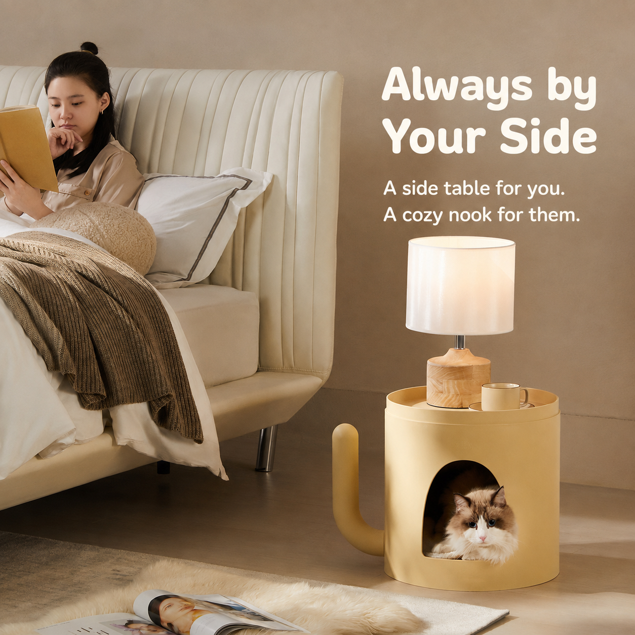 The Arched Sanctuary | Designer Cat Side Table & Bed