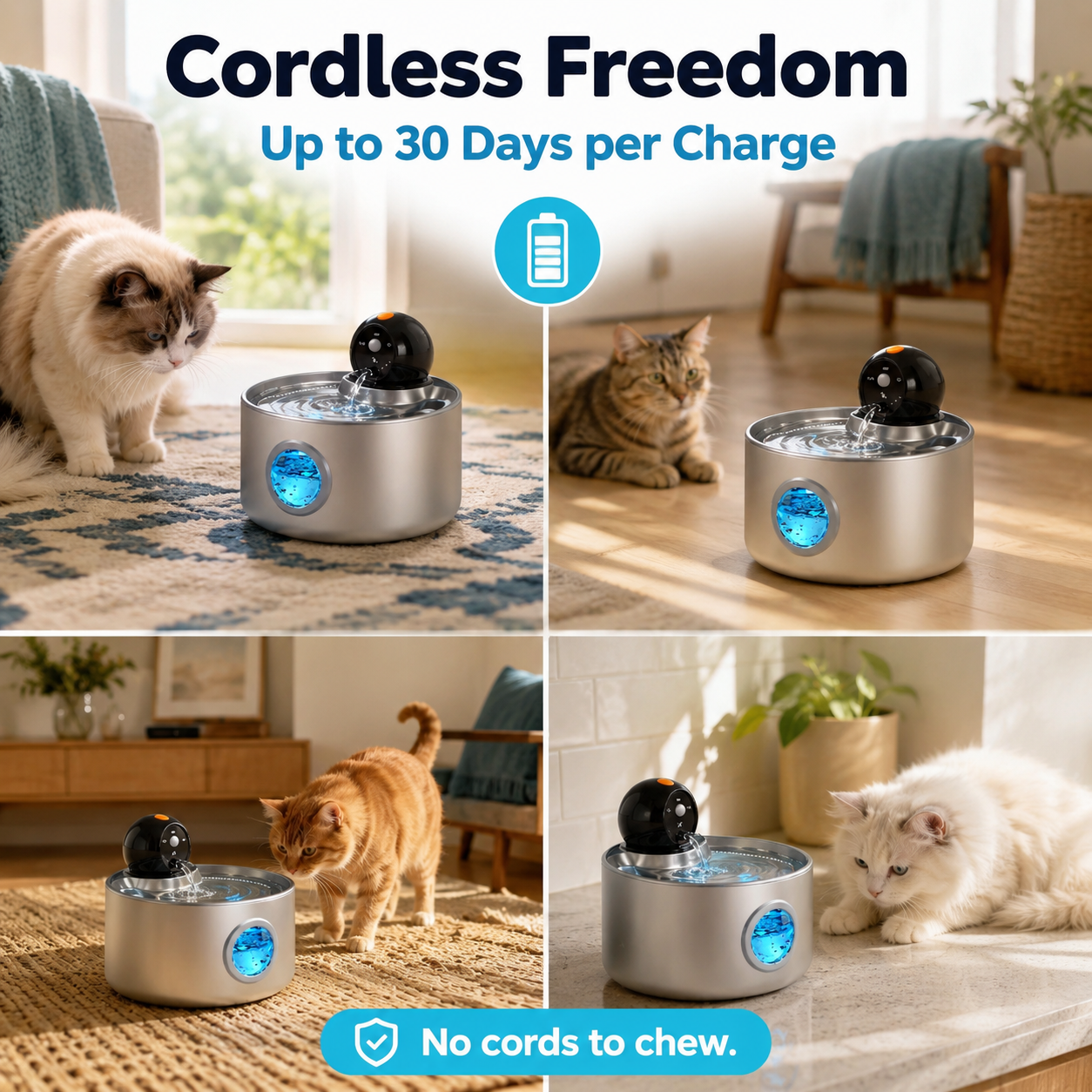 Smart Wireless Stainless Steel Cat Fountain