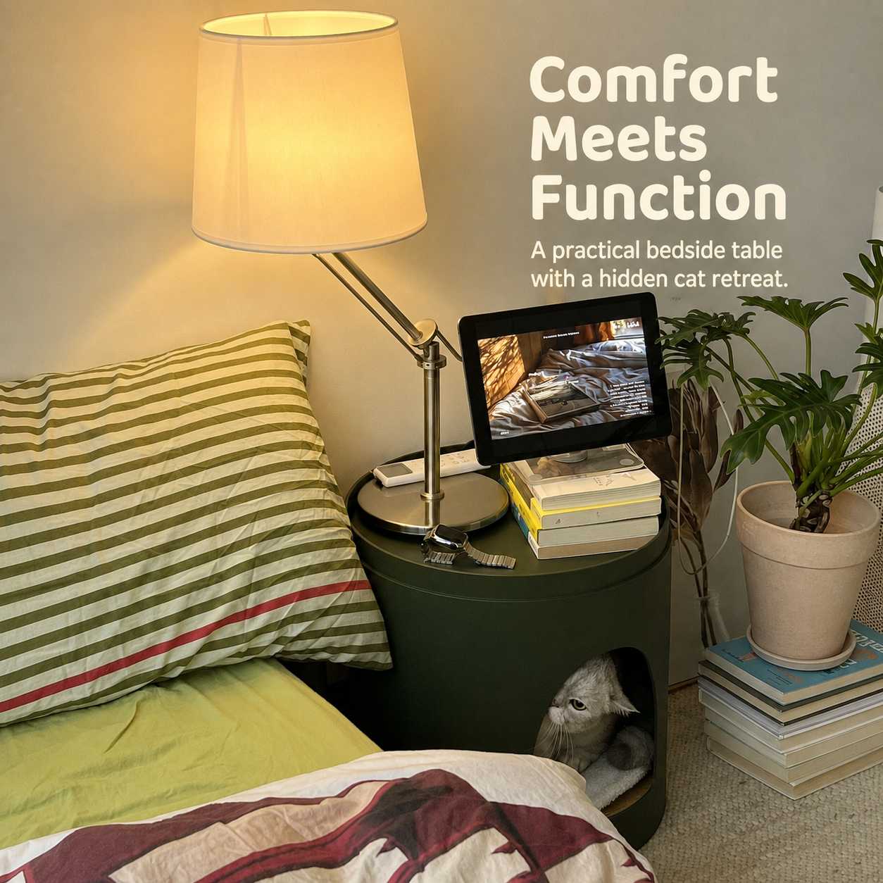 The Arched Sanctuary | Designer Cat Side Table & Bed