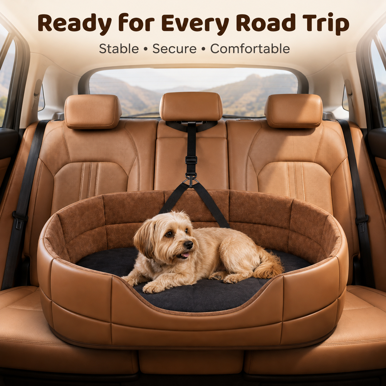 The First-Class Travel Nest | Quilted Vegan Leather Pet Car Seat