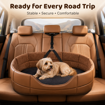The First-Class Travel Nest | Quilted Vegan Leather Pet Car Seat